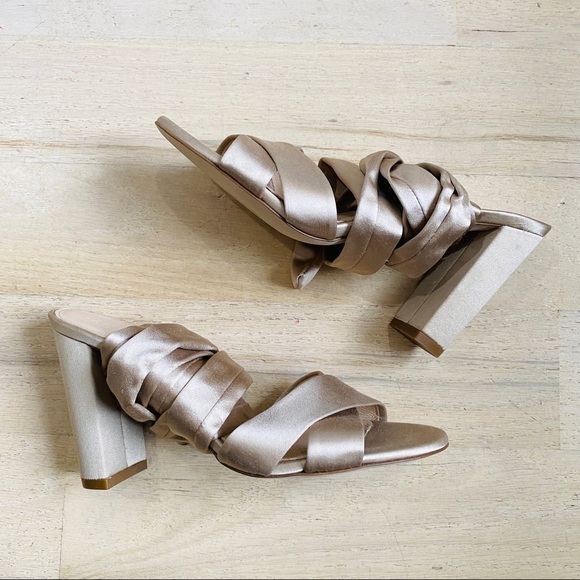 J. Crew satin tie sandals. Made in Italy 3 1/2” heels - Picture 3 of 5